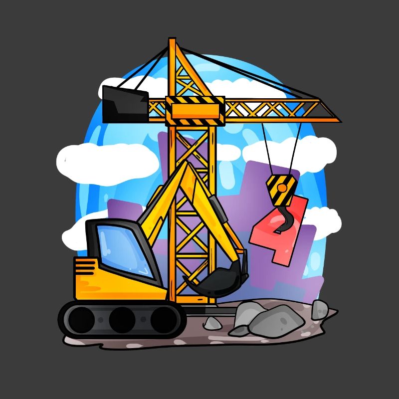 4. Geburtstag 4 Jahre Kran Baustelle Bagger Junge