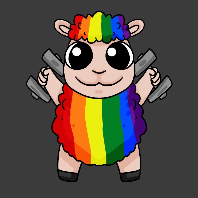 Rainbow Sheep with Dumbbells - LGBT Sheep Cute