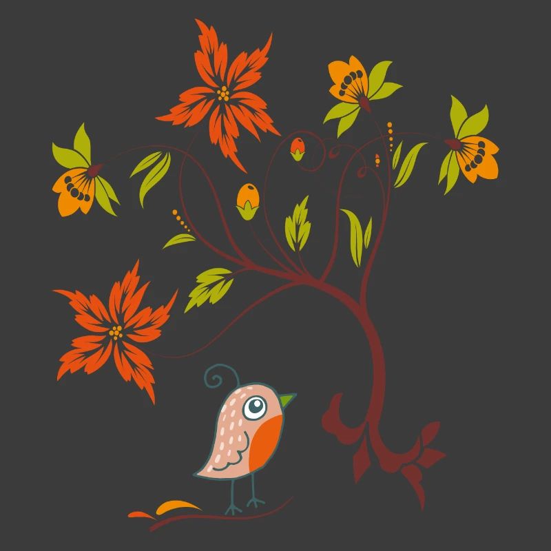Vrille de fleur avec petit oiseau