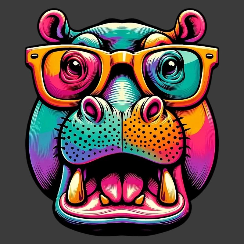 Nilpferd mit Brille