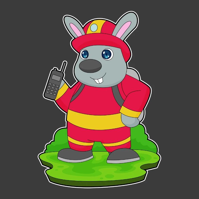 Pompier Bunny Microphone Brigade d’incendie