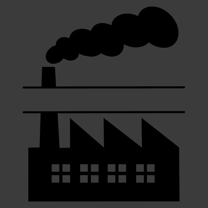 Fabrik mit Rauch-Namensbanner