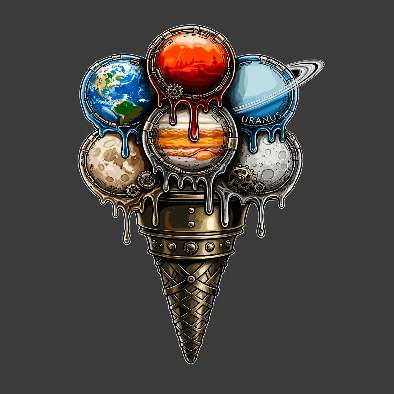Steampunk Planeten Eiscreme Waffel Retro Sci-Fi