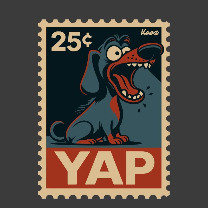 Comic dachshund on postage stamp