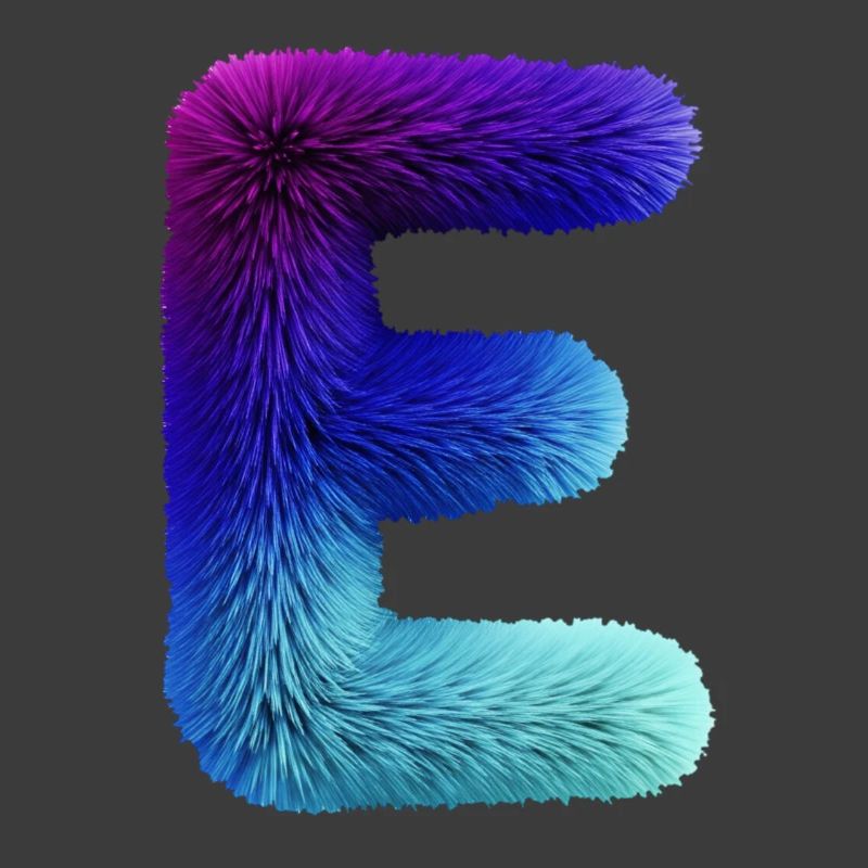 Letter E fur effect | Gradient purple blue
