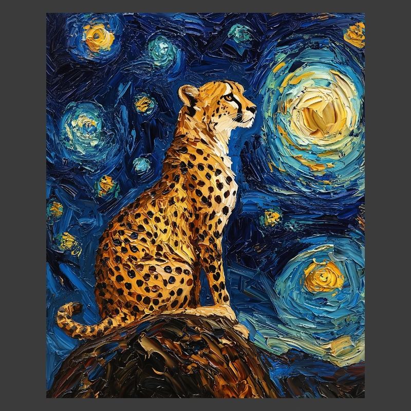 Guépard Léopard Style Van Gogh Étoilé
