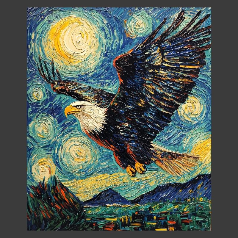 Eagle Bird Van Gogh Style Starry Night