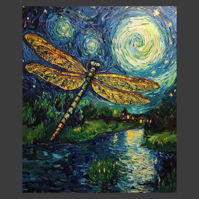 Dragonfly Van Gogh Style Starry Night