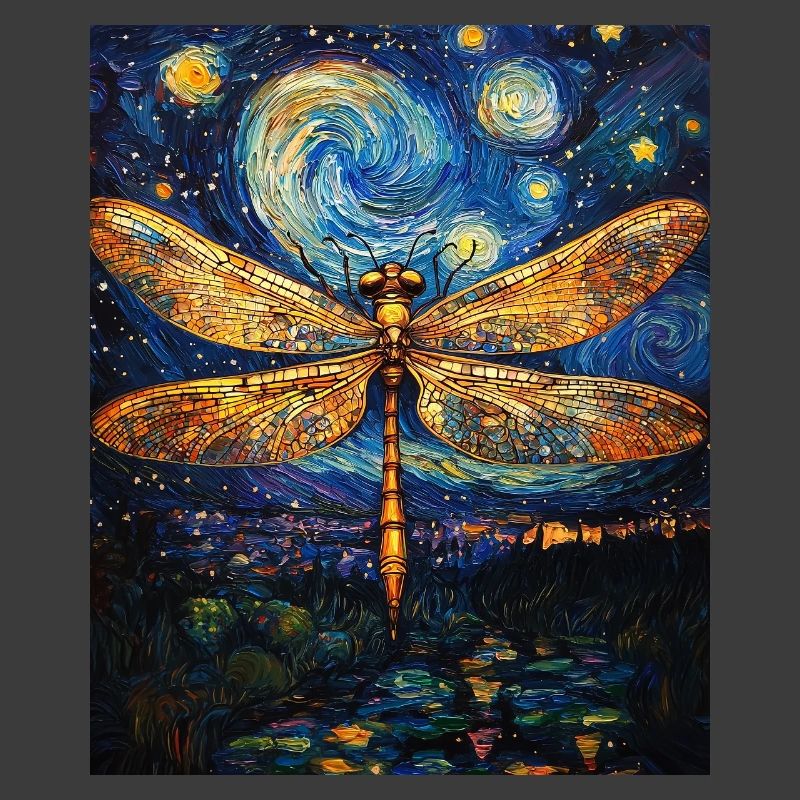 Dragonfly Van Gogh Style Starry Night
