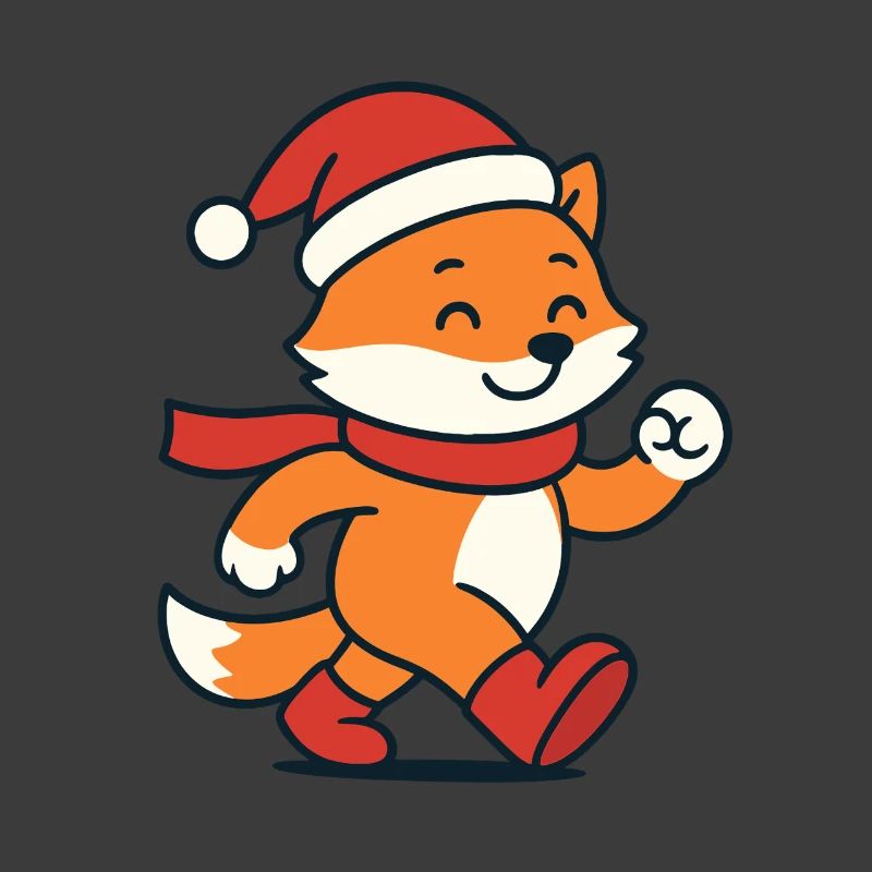 Cute winter fox with hat & scarf