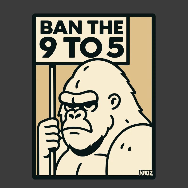 Gorilla against 9 to 5 office and work