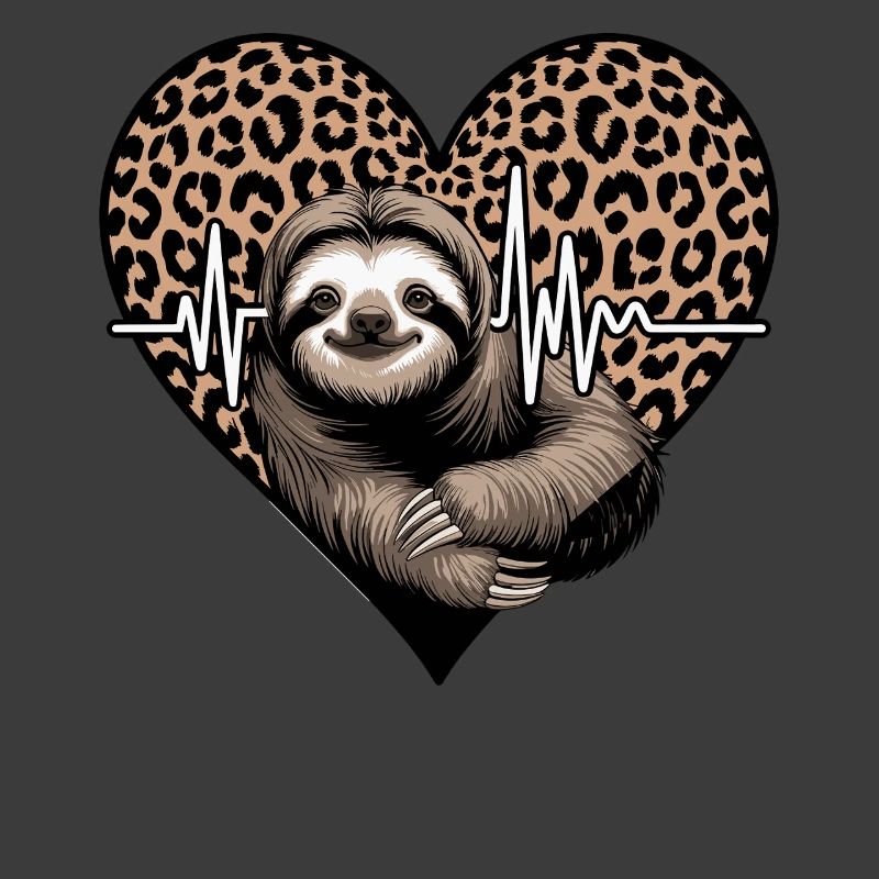 Casual Sloth Heart Leopard Pattern