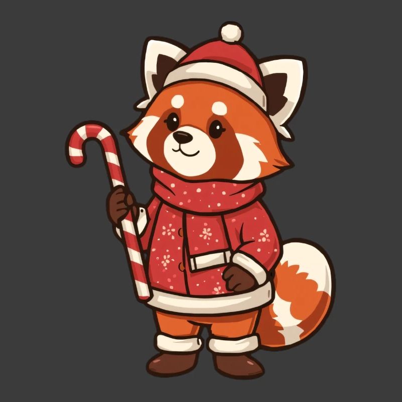 Winterpanda mit Zuckerstange