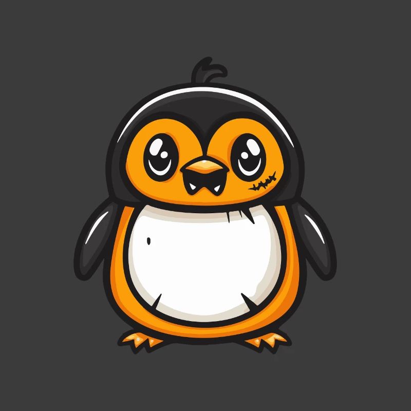 Pinguin Halloween Comic Lustig