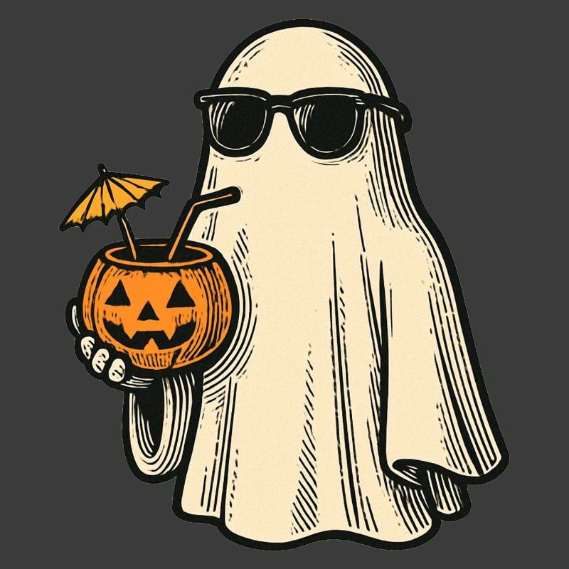 Cool Halloween Ghost with Cocktail