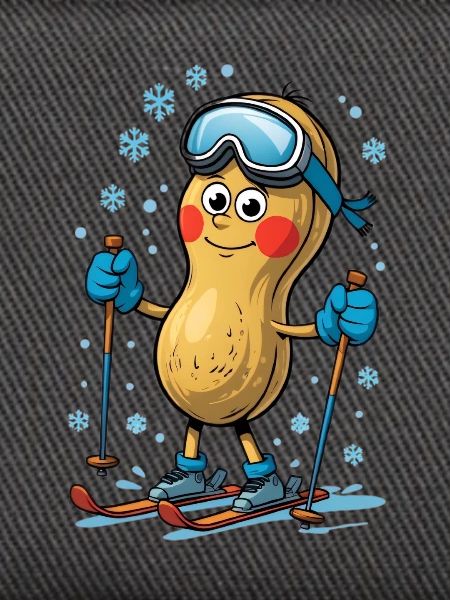 Erdnuss Skifahrer mit Ski