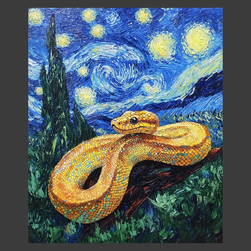 Snake Python Van Gogh Style Starry Night