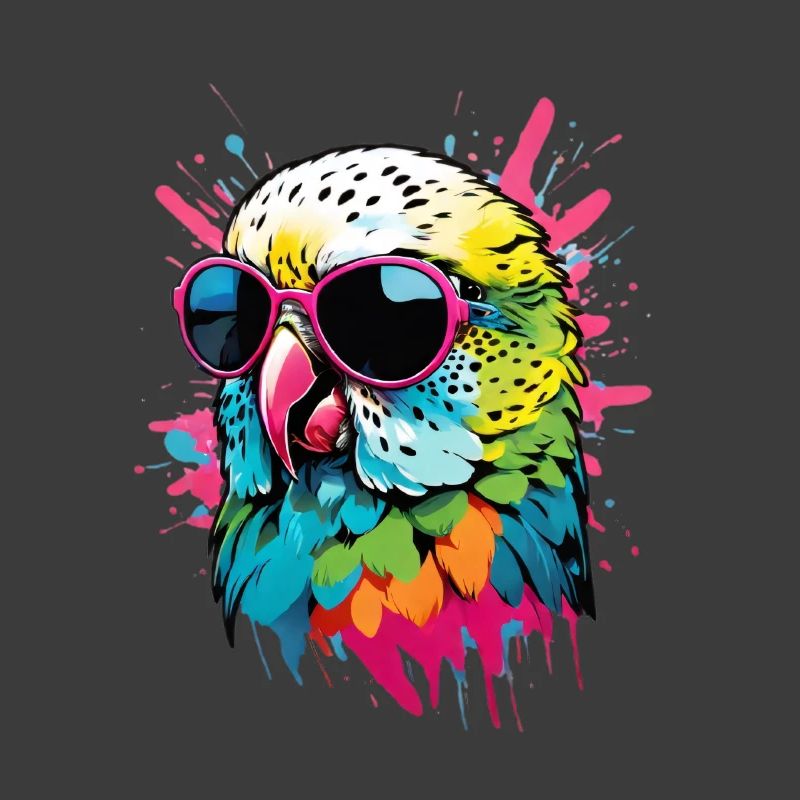 Perruche colorée avec lunettes de soleil éclaboussures