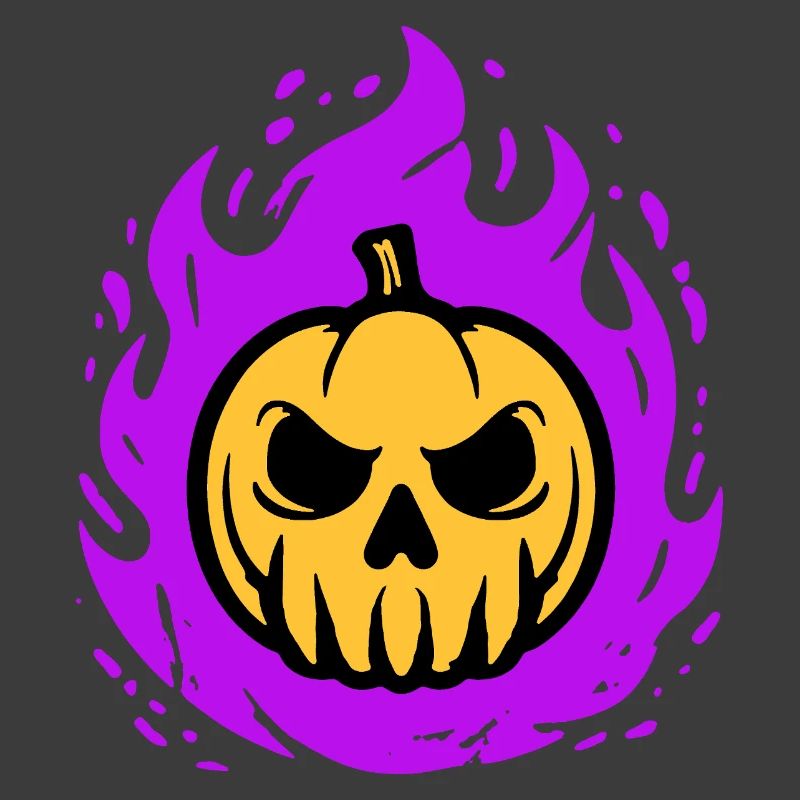 Orange pumpkin with purple flames