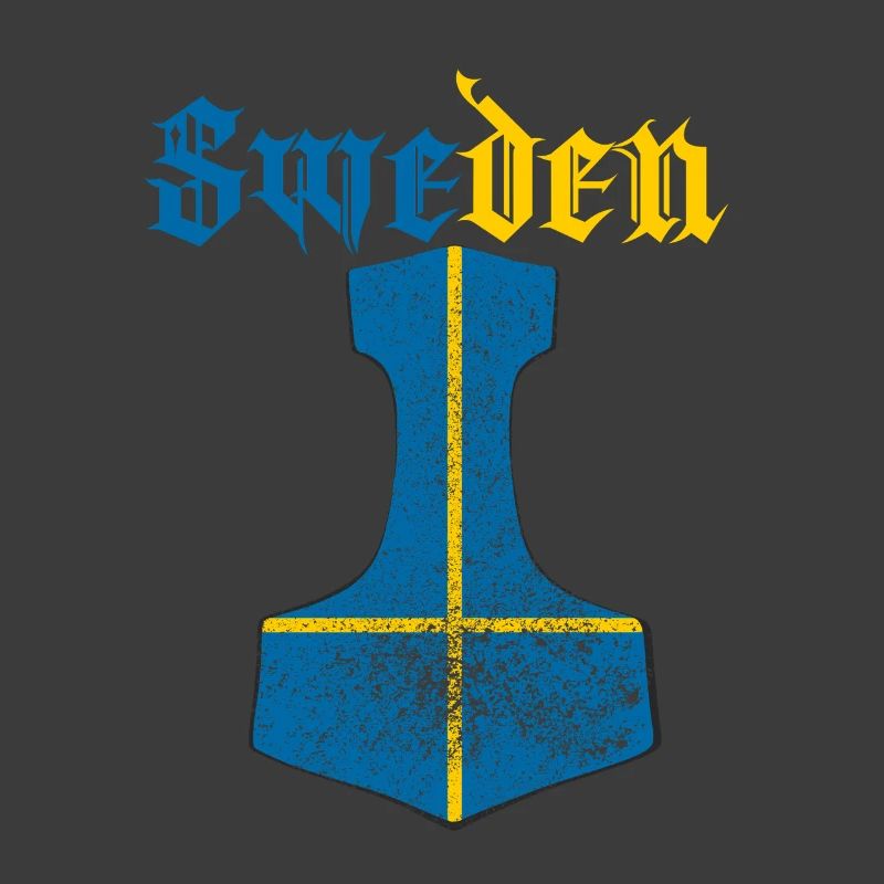 Drapeau de la Suède – Mjölnir Thorhammer Design