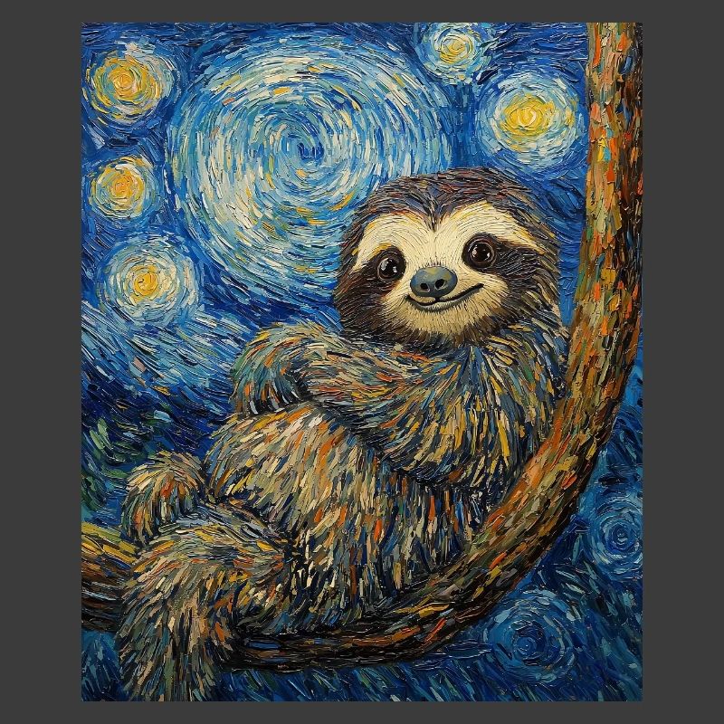 Faultier Van Gogh Style Starry Night