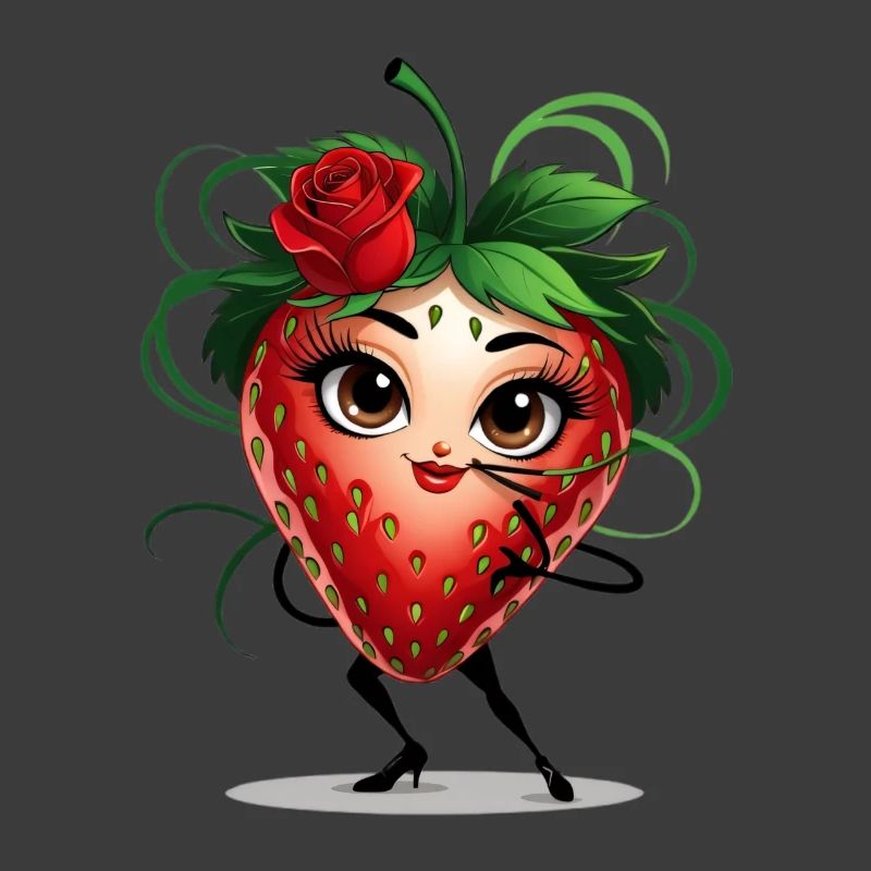 Tanzende Erdbeere mit Rose