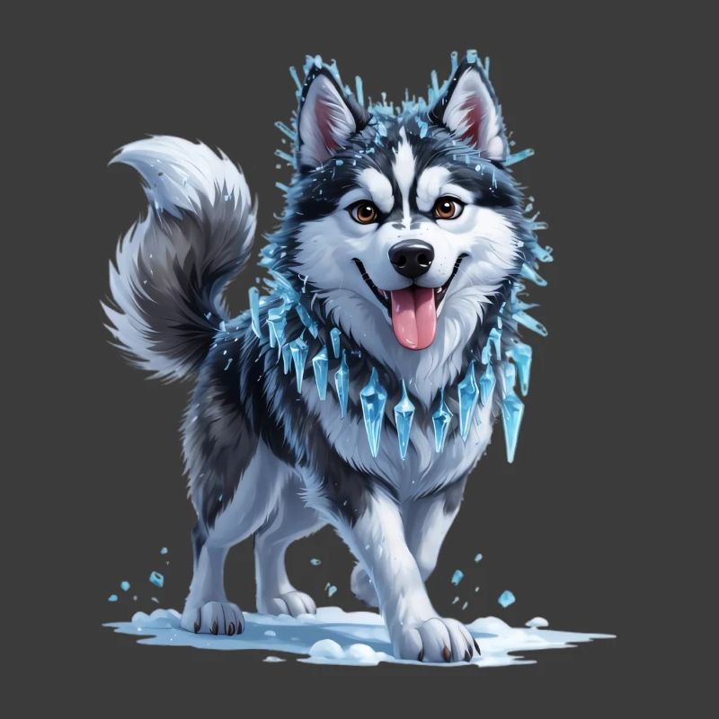 Eis Husky mit Eiskristallkette
