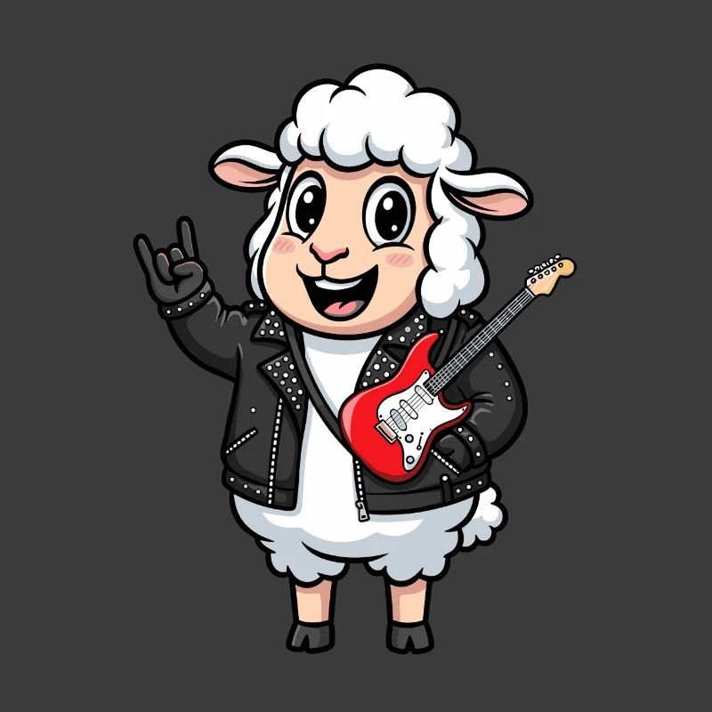 Rocker Sheep mit E-Gitarre