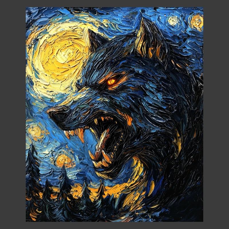 Werwolf Wolf Van Gogh Style