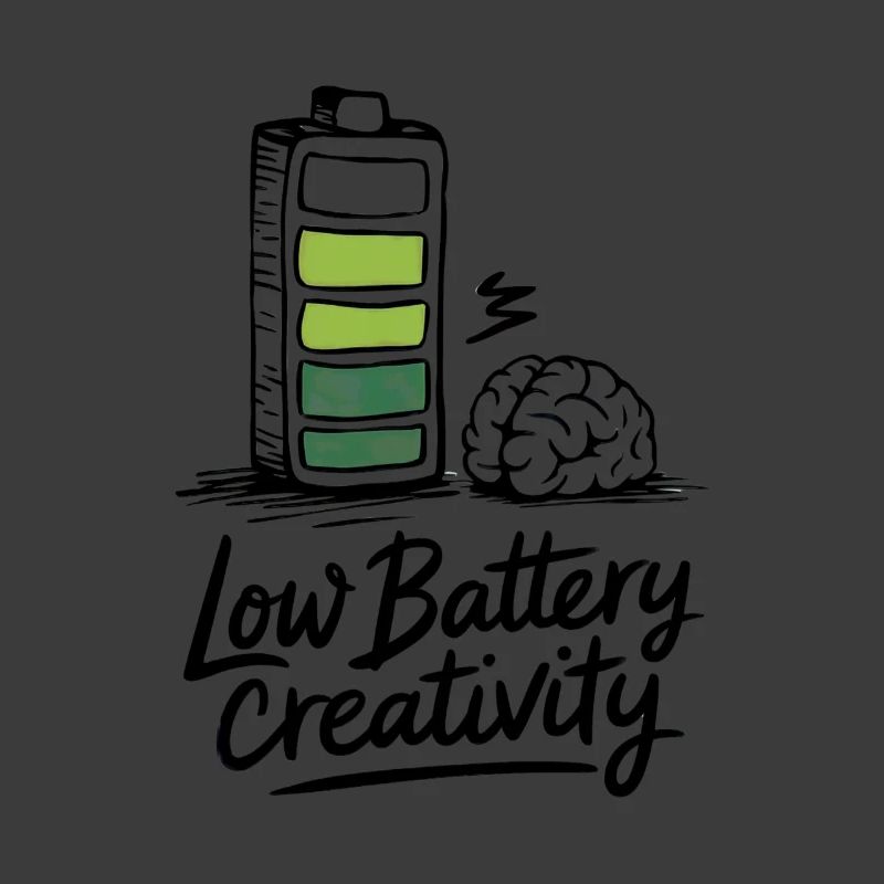 Creative humor – battery empty, ideas gone