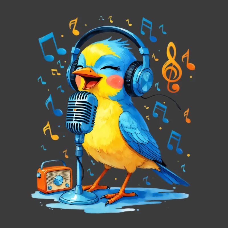 Karaoke Vogel mit Kopfhörern