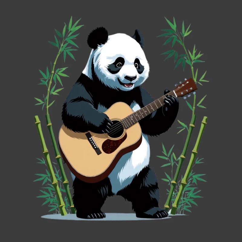 Guitariste panda dans la forêt de bambous