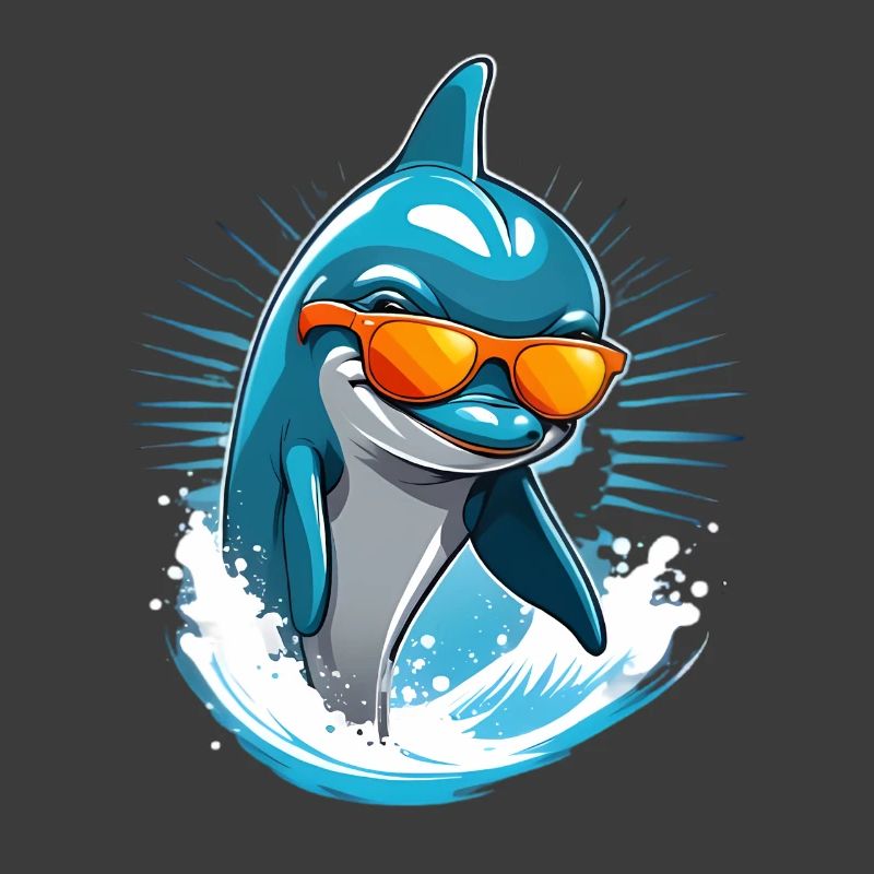 Dolphin with sunglasses and surf splash
