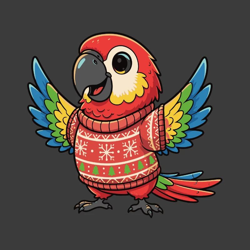 Perroquet de Noël coloré en pull