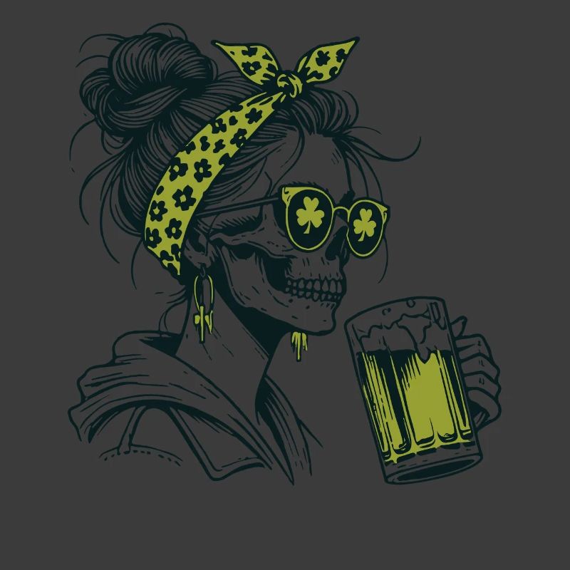 Shamrock Skeleton With Beer Funny Saint Patrick's