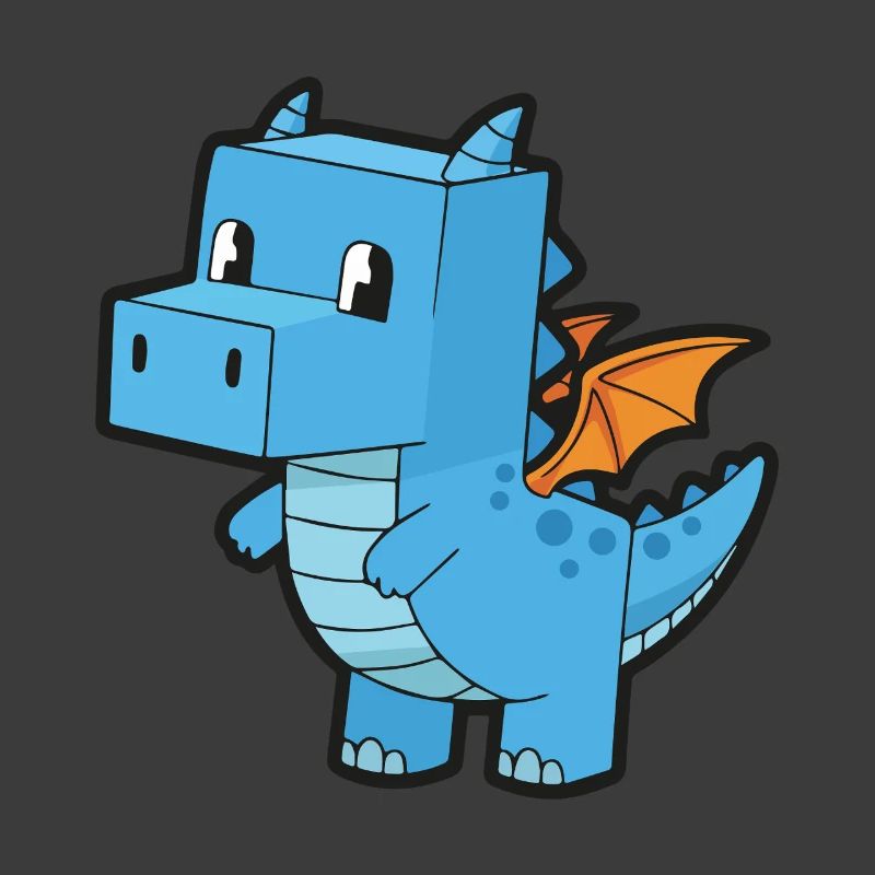 Niedlicher Cartoon-Blauer Drache – Dinosaurier