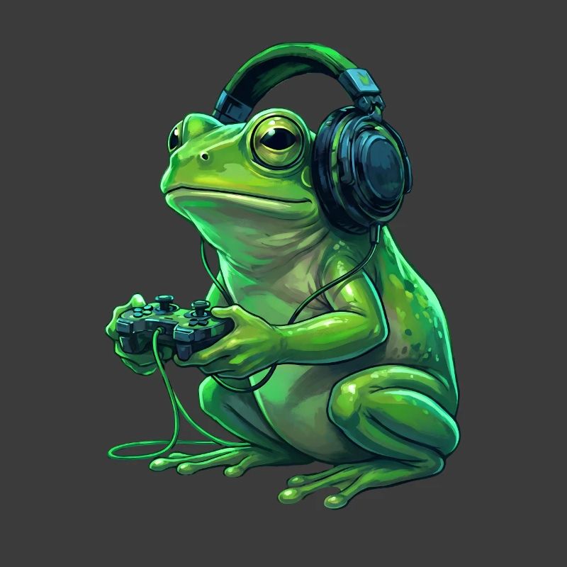 FroschGamer mit Kopfhörern