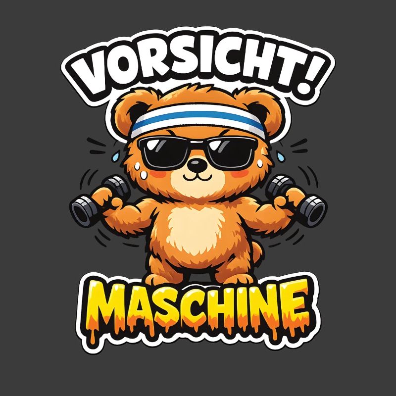 Caution Machine Bear with Dumbbells