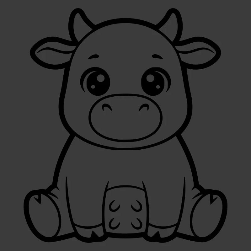 Cute Cow Calf Comic Coloring Vector