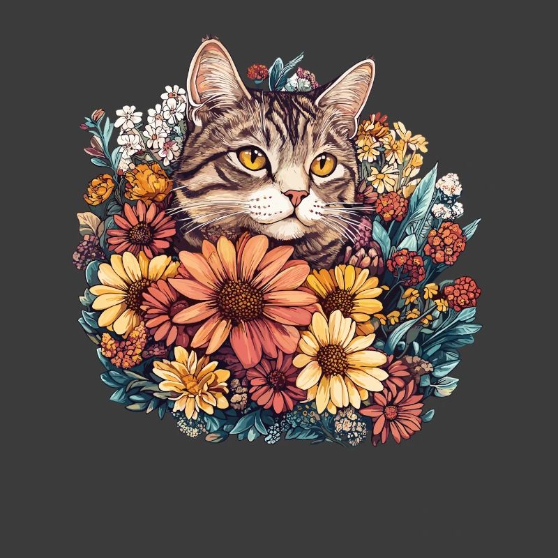 Katze im Blütenkranz
