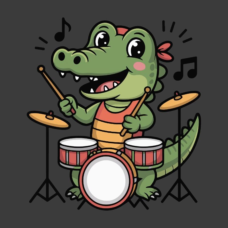 Krokodil-Drummer Cartoon-Design