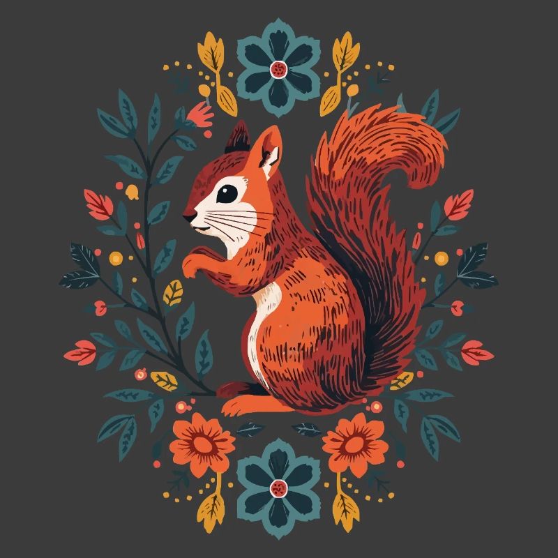 Eichhörnchen im Blumenkranz