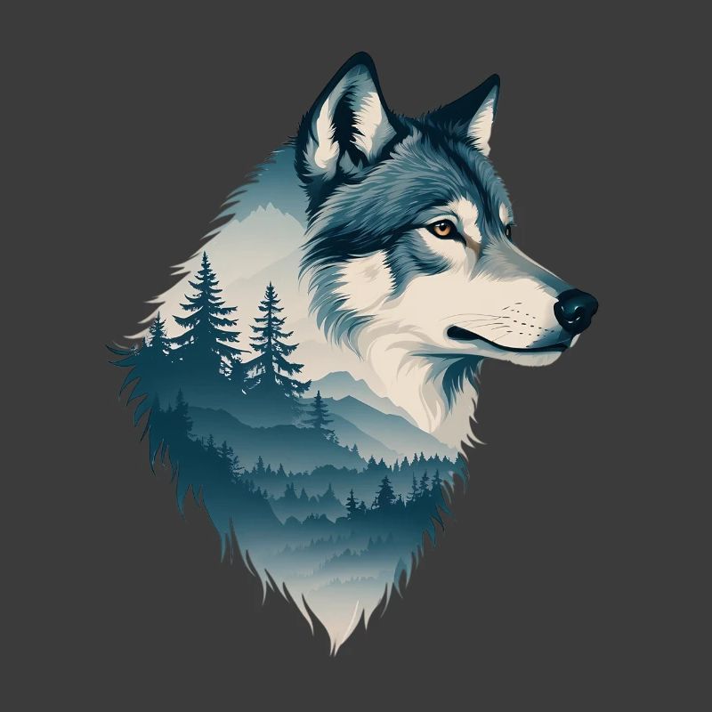 Blauer Wolf im Wald