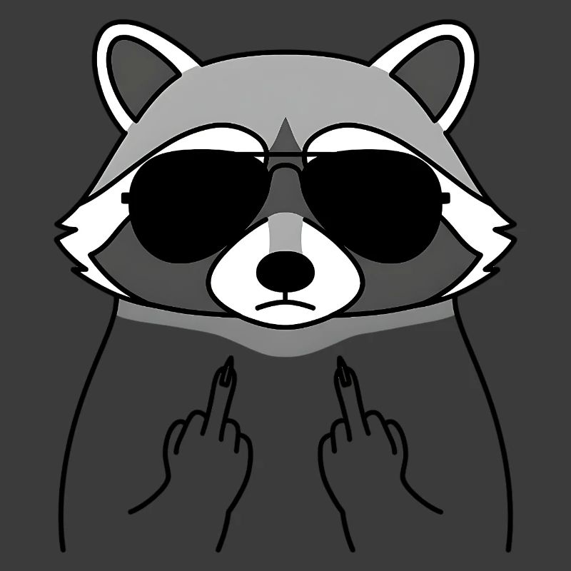 Waschbär mit Sonnenbrille Mittelfinger