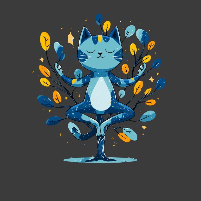 Blauer Meditationskater im Baum