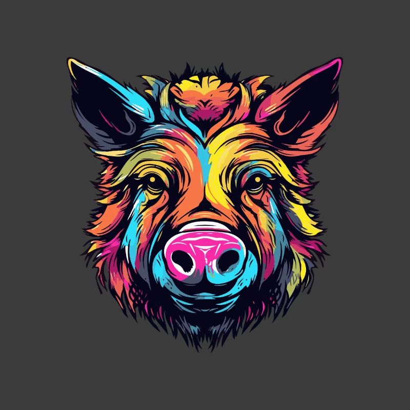 Neonfarbenes Wildschwein