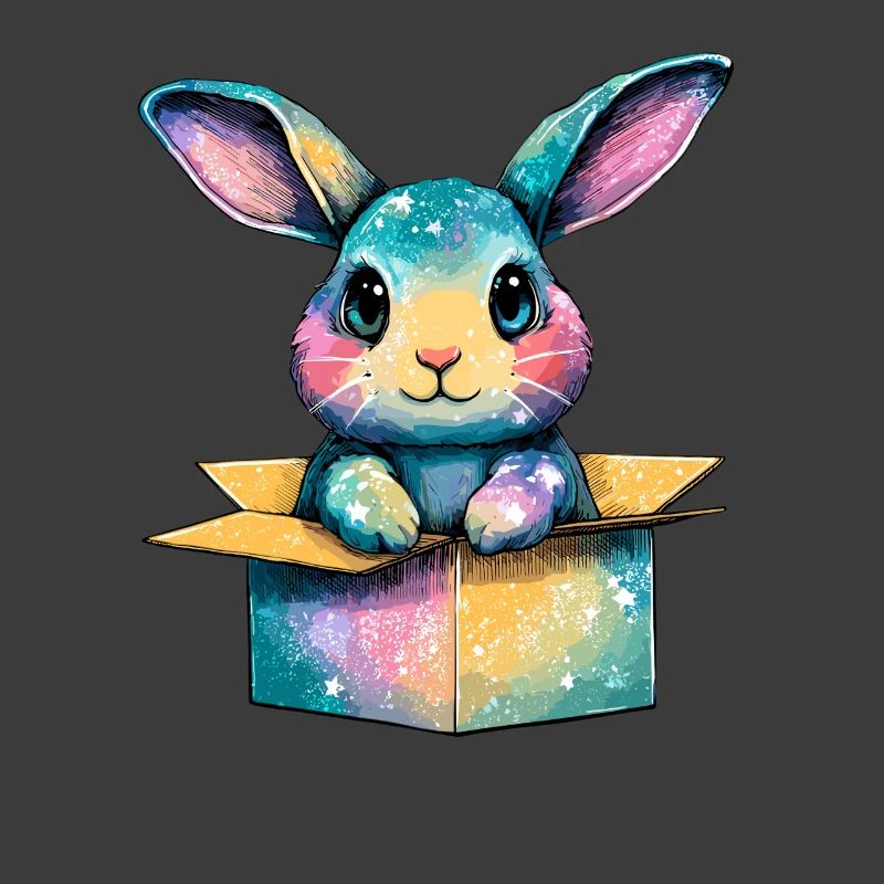 Kunterbunter Hase im Karton