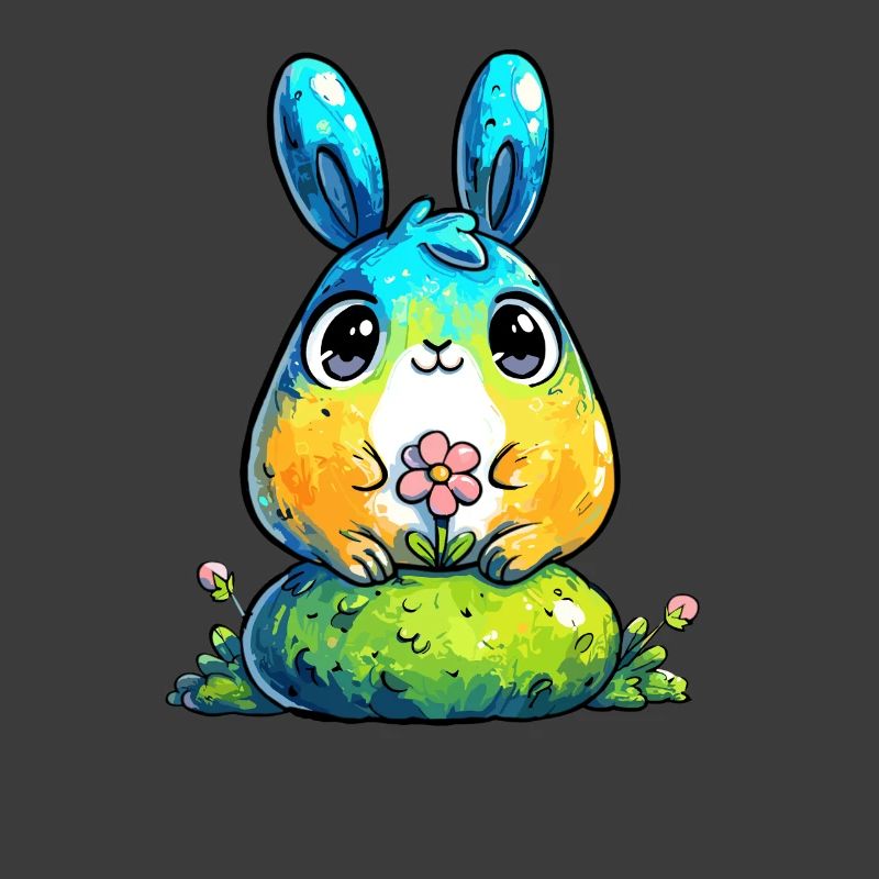 Lapin aquarelle avec fleur