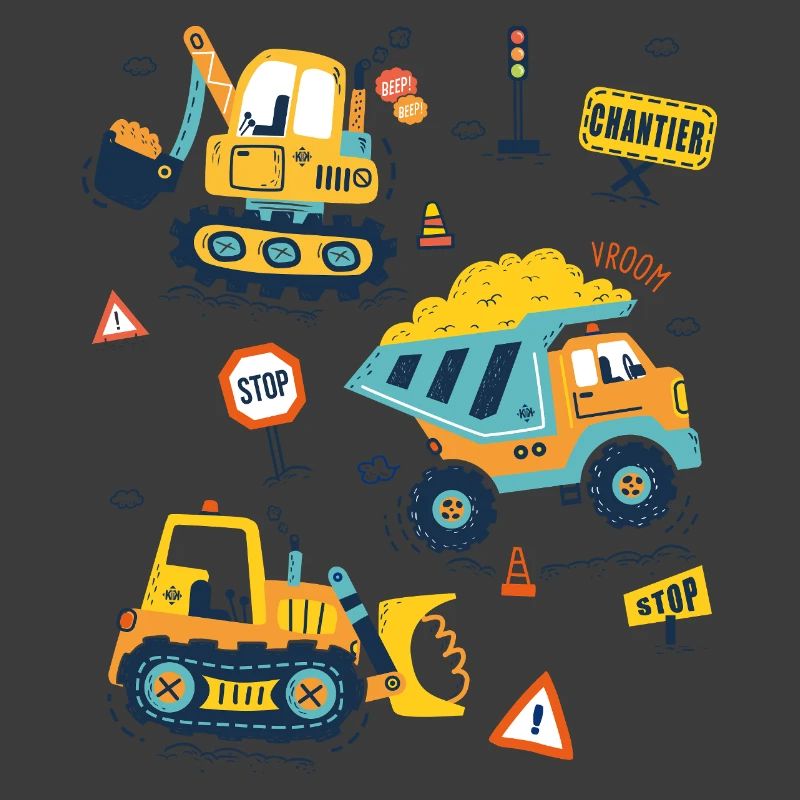 Baumaschinen, niedlicher Baggerfahrer