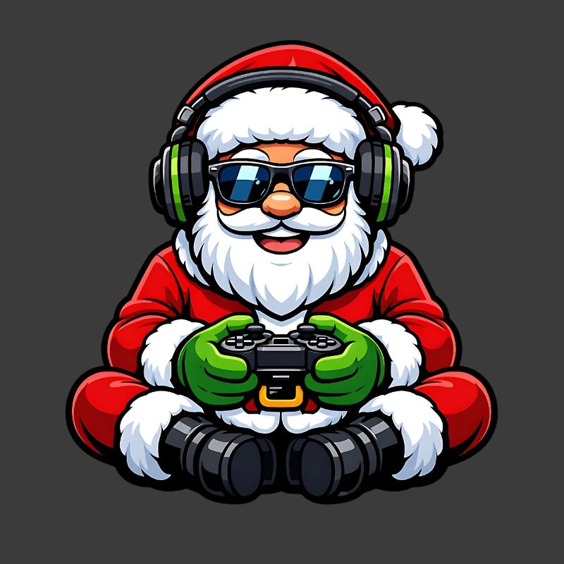 Gamer Santa Claus Playing Video Game Controller